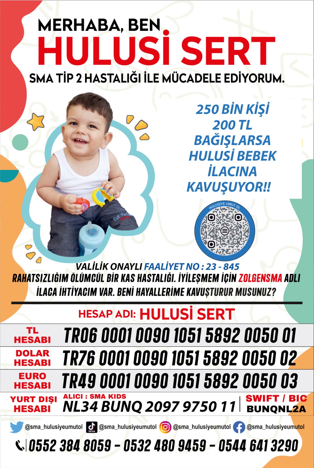 SMA hastası Hulusi bebek için Tekirdağ”da konser düzenlenicek