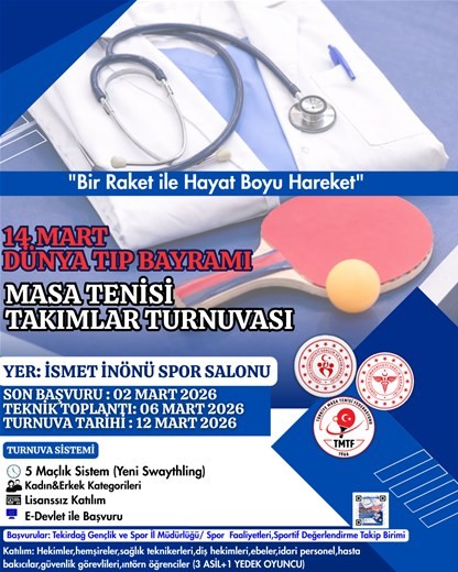 “14 MART DÜNYA TIP BAYRAMI MASA TENİSİ TAKIMLAR TURNUVASI”