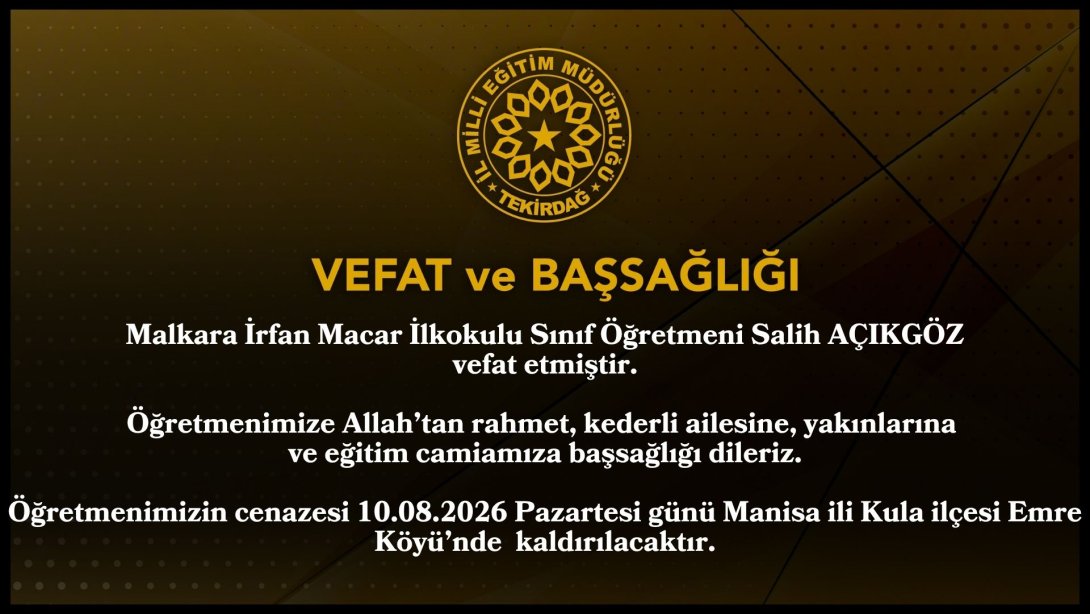 Vefat ve Başsağlığı Mesajı